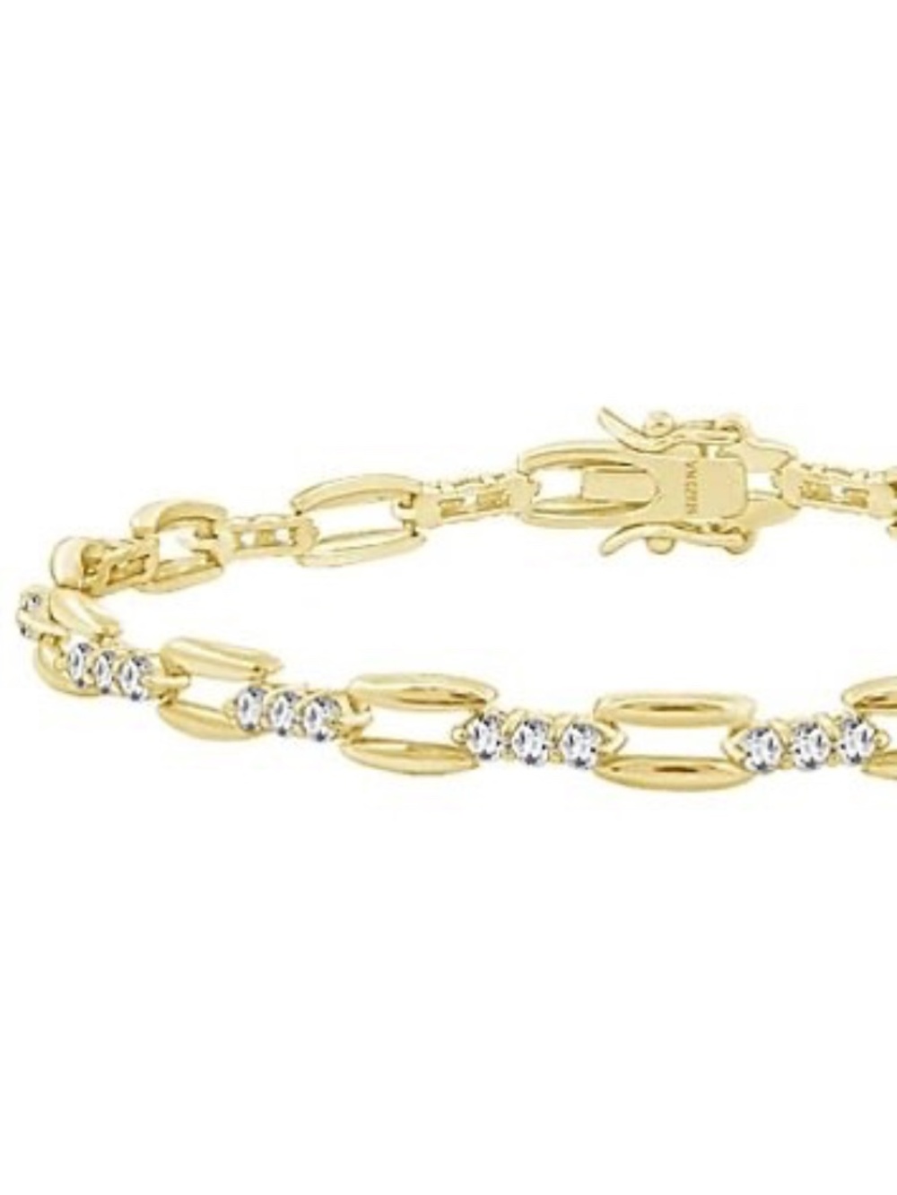 8" QVC Diamonique 2.20 carat Tennis Bracelet 14K Yellow Gold Plated Sterling